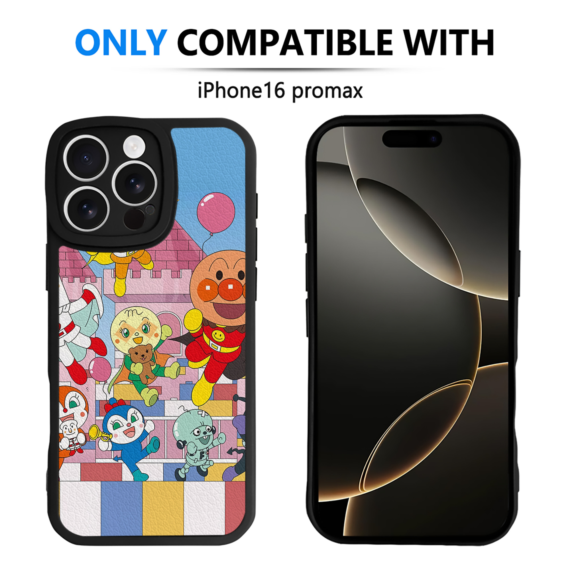 （画像用） アンパンマン Anpanman 【iPhone 16シリーズ対応】シリコンスマホケース（レザー調） 材質：シリコン